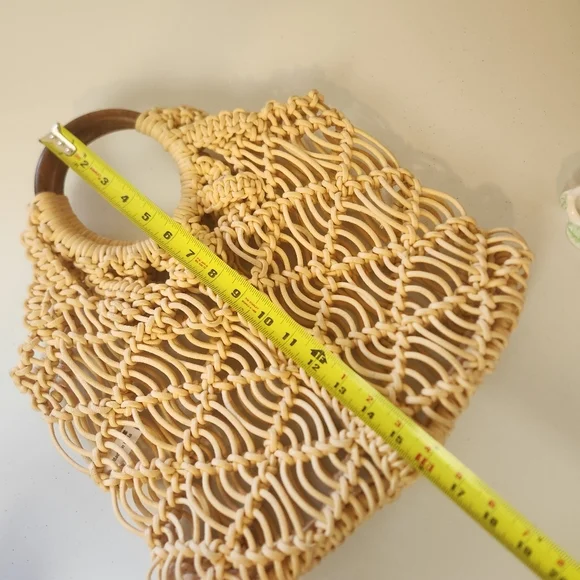 Free People Esmerelda Macrame Boho Tote Bag Purse Bohemian 1970s 70s Style Beach - Picture 9 of 10